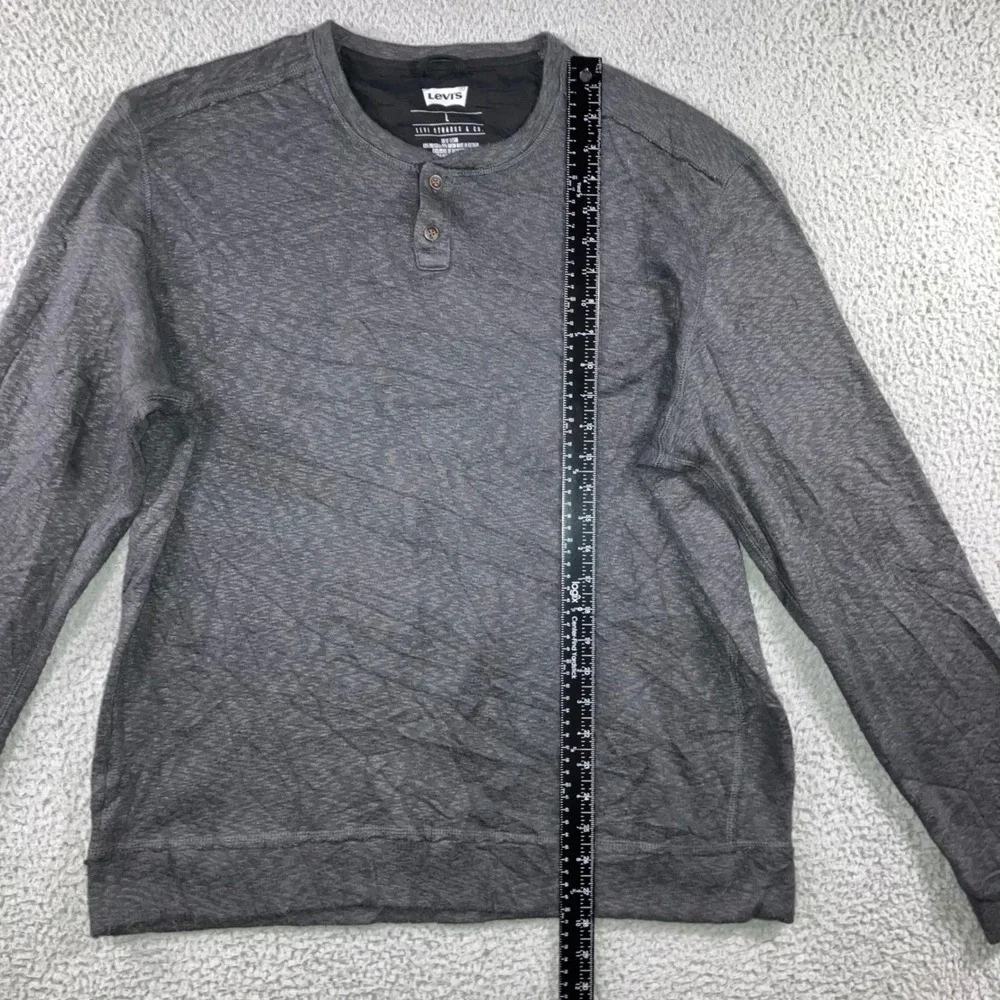 Levi's Henley Shirt Men L Gray Long Sleeve Two Button Placket‎ Heathered